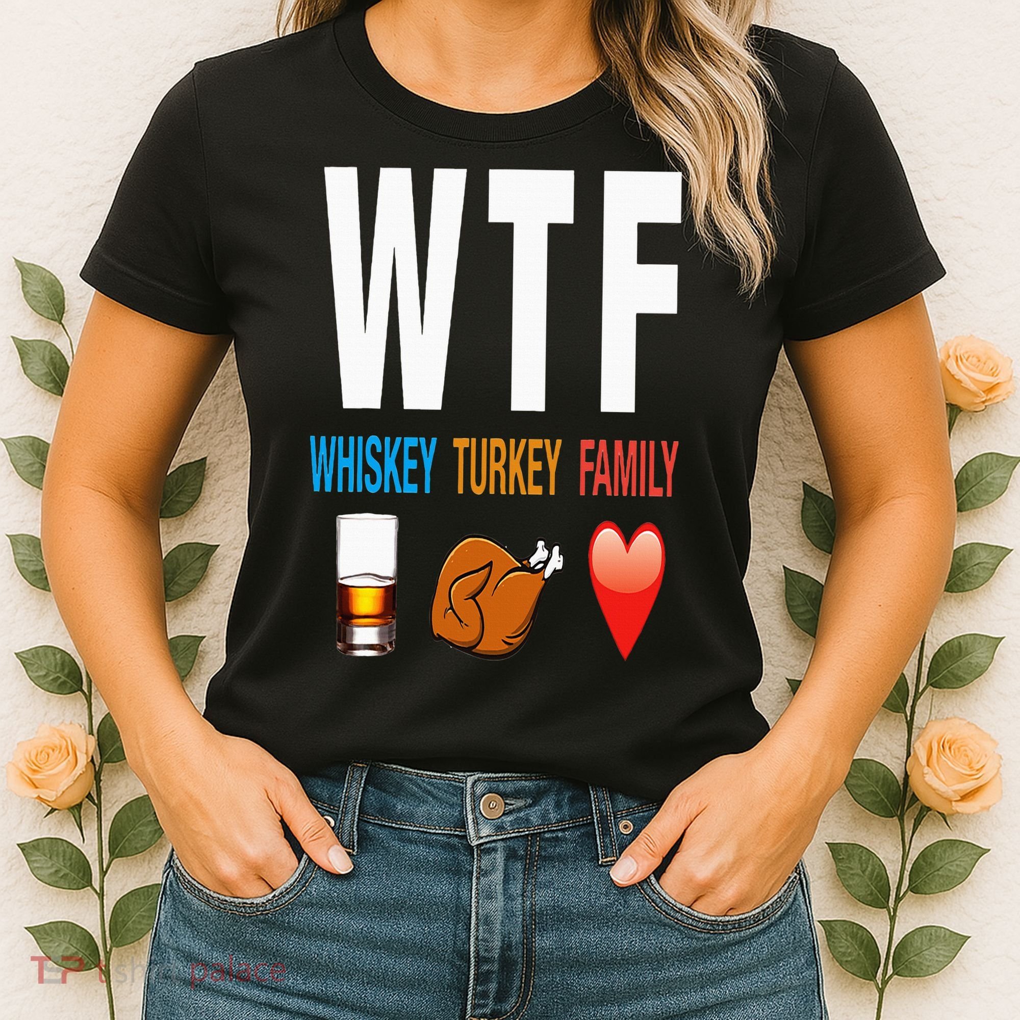 WTF Whiskey Turkey Family Thanksgiving Funny Gift Women's T-Shirt