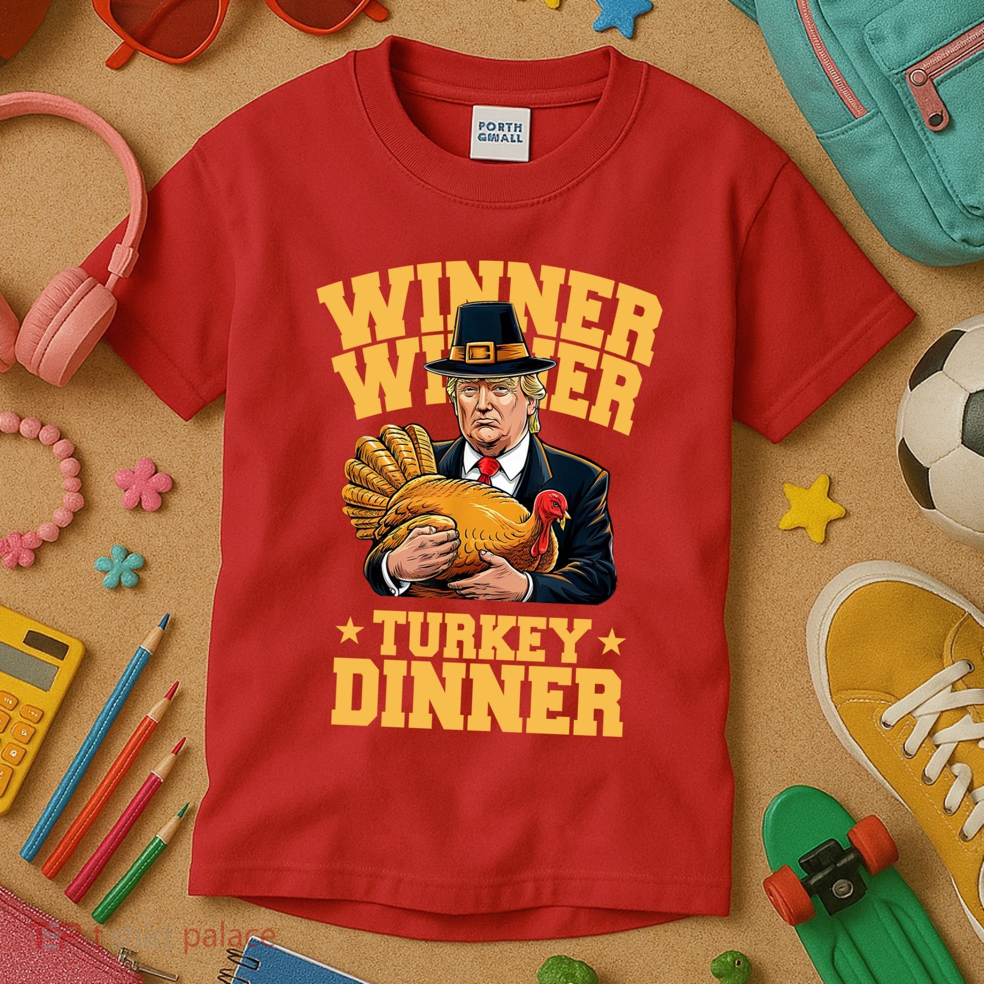 Winner Winnter Turkey Dinner Donald Trump Thanksgiving Funny Kids T-Shirt
