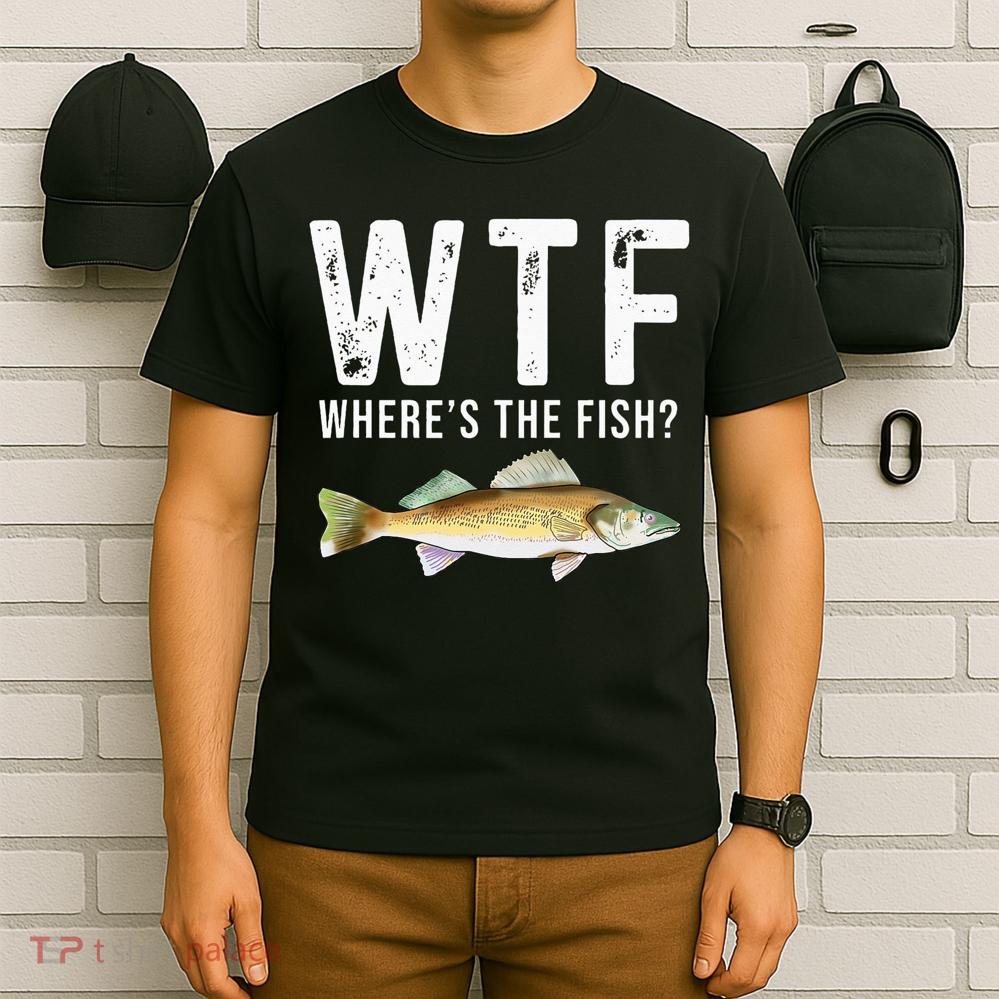 WTF Wheres The Fish Walleye Pike Funny Fishing Gifts T-Shirt