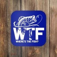 Wtf WhereS The Fish Funny Fishing Lover Gift Coaster thumb 0