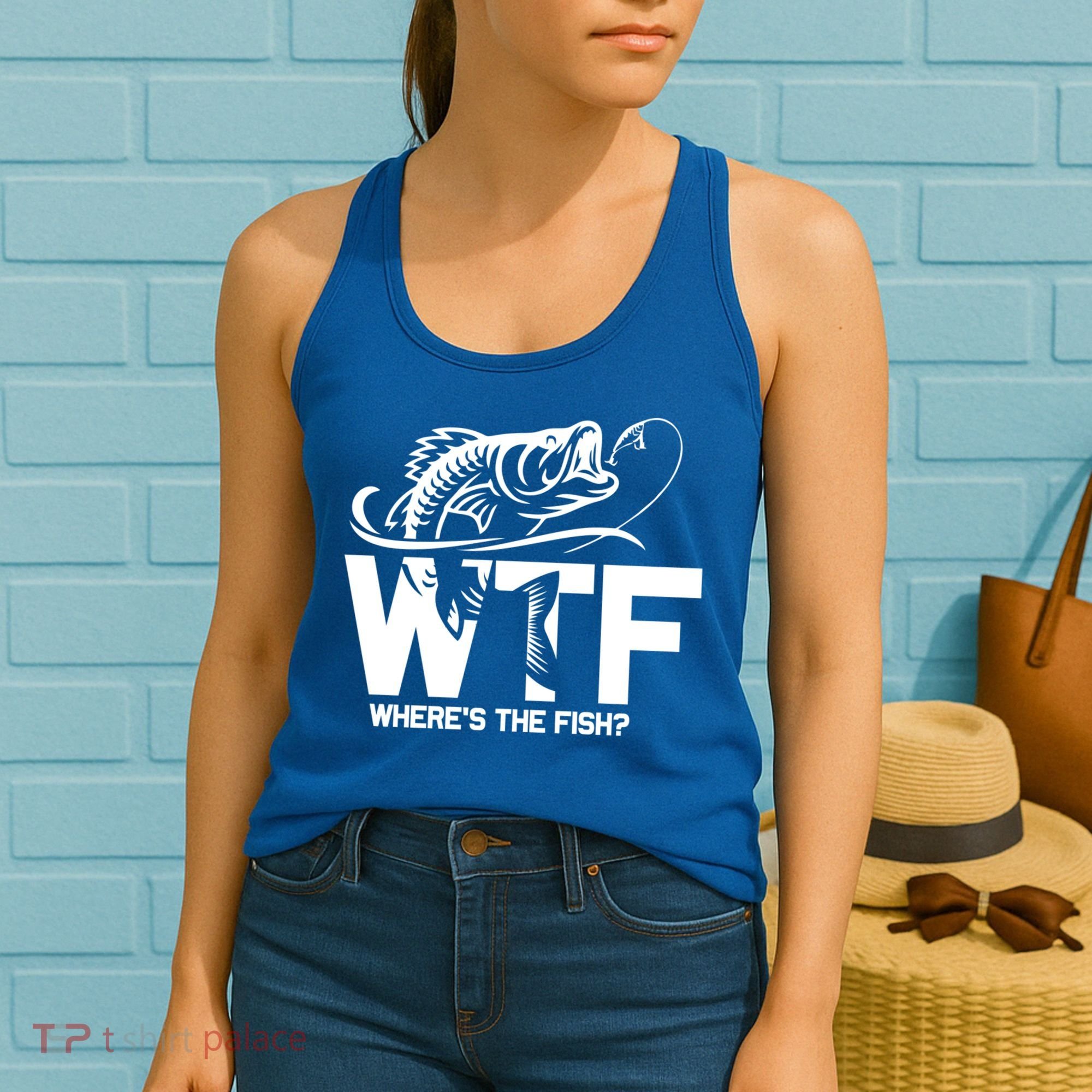 Wtf WhereS The Fish Funny Fishing Lover Gift Women's Tank Top