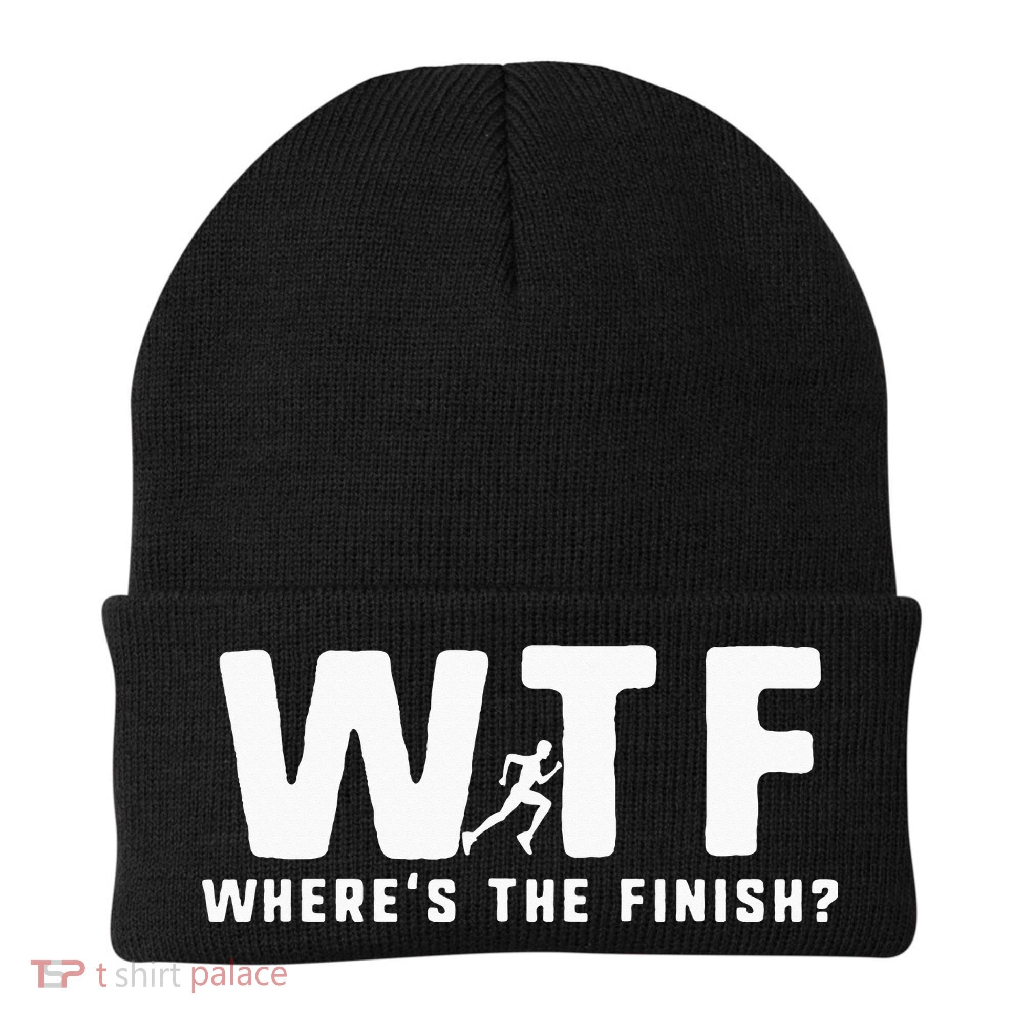 WTF Where's The Finish Funny Running Beanie