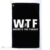 WTF Where's The Finish Funny Running Golf Towel thumb 0