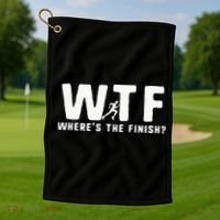WTF Where's The Finish Funny Running Golf Towel thumb 1