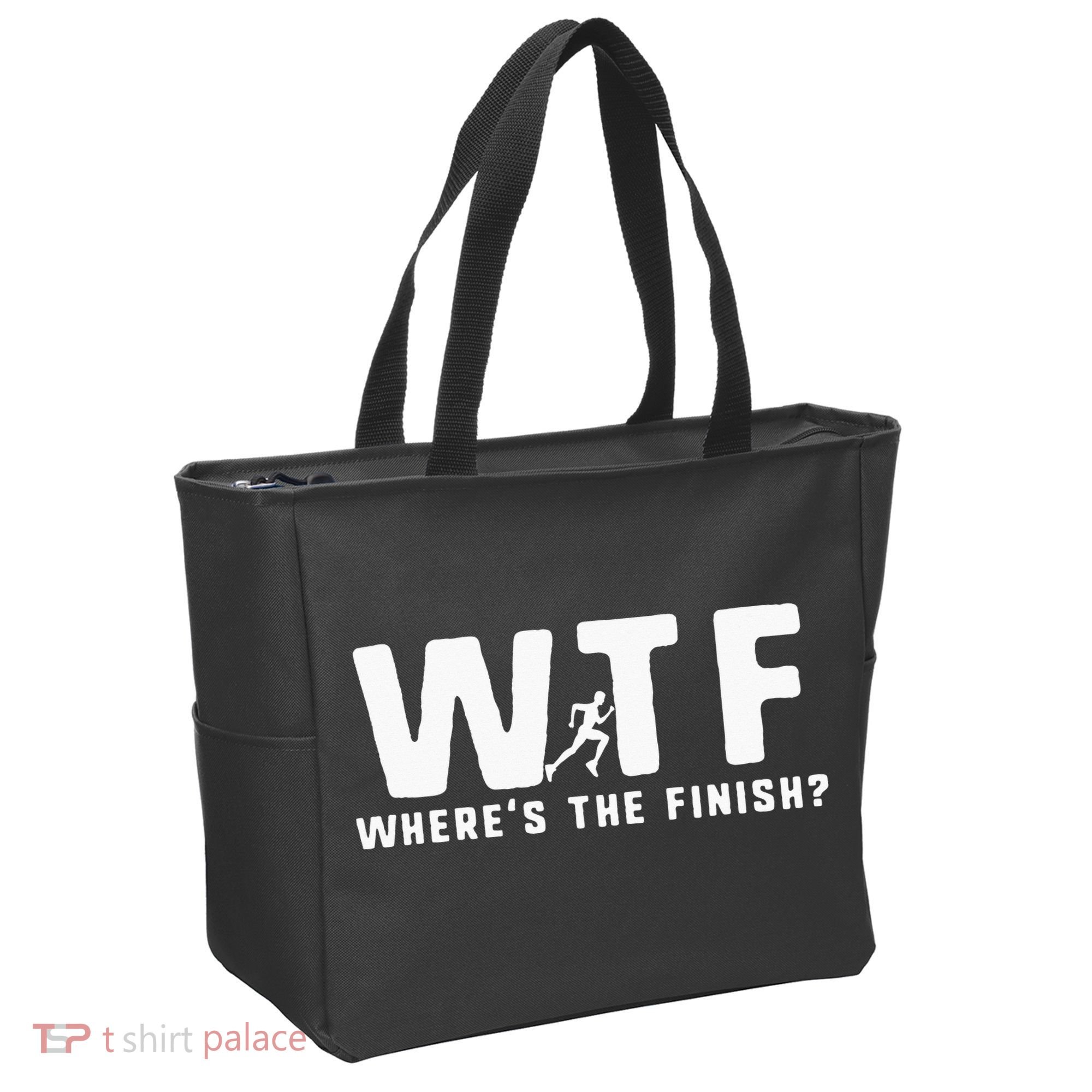 WTF Where's The Finish Funny Running Tote Bag