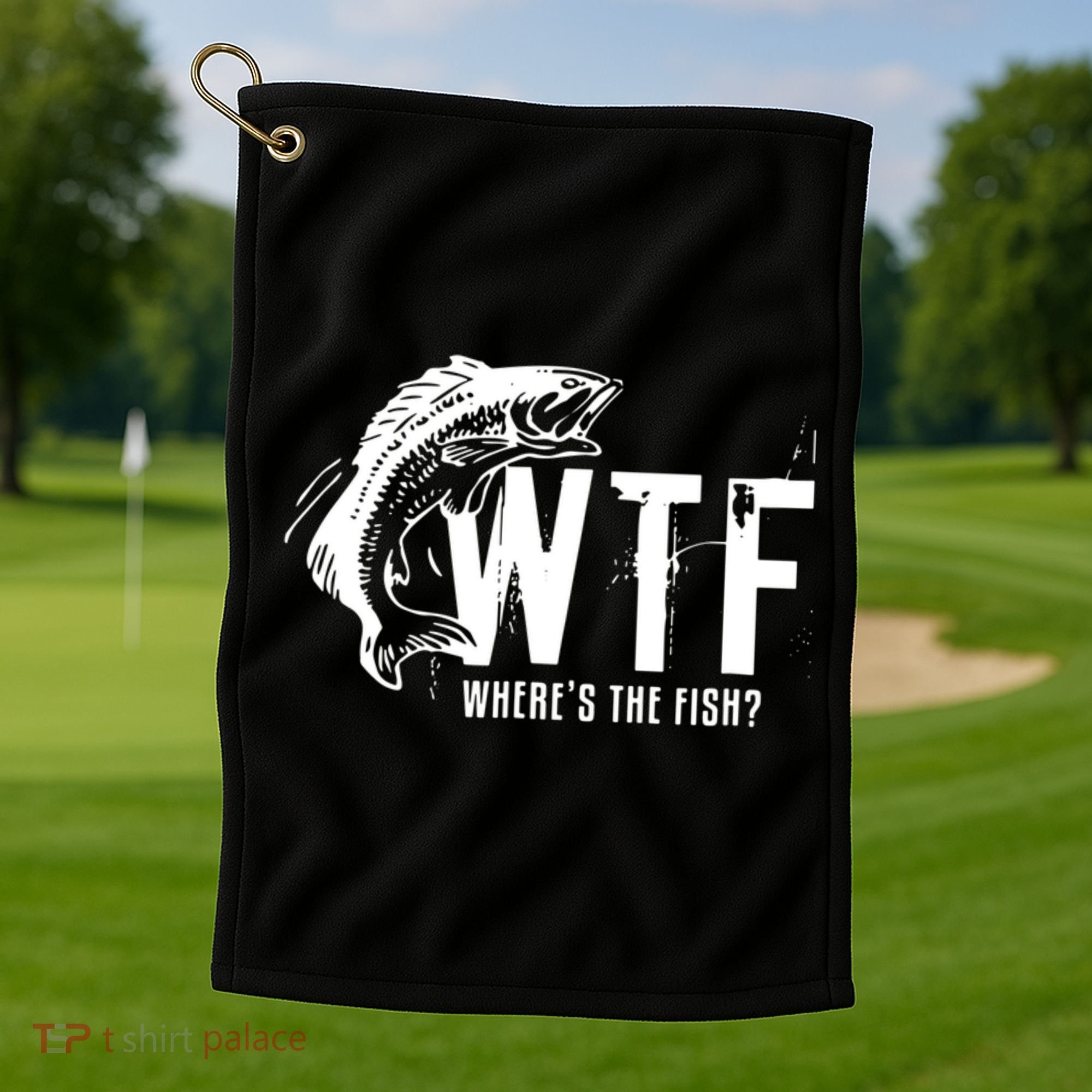WTF Where's The Fish Golf Towel
