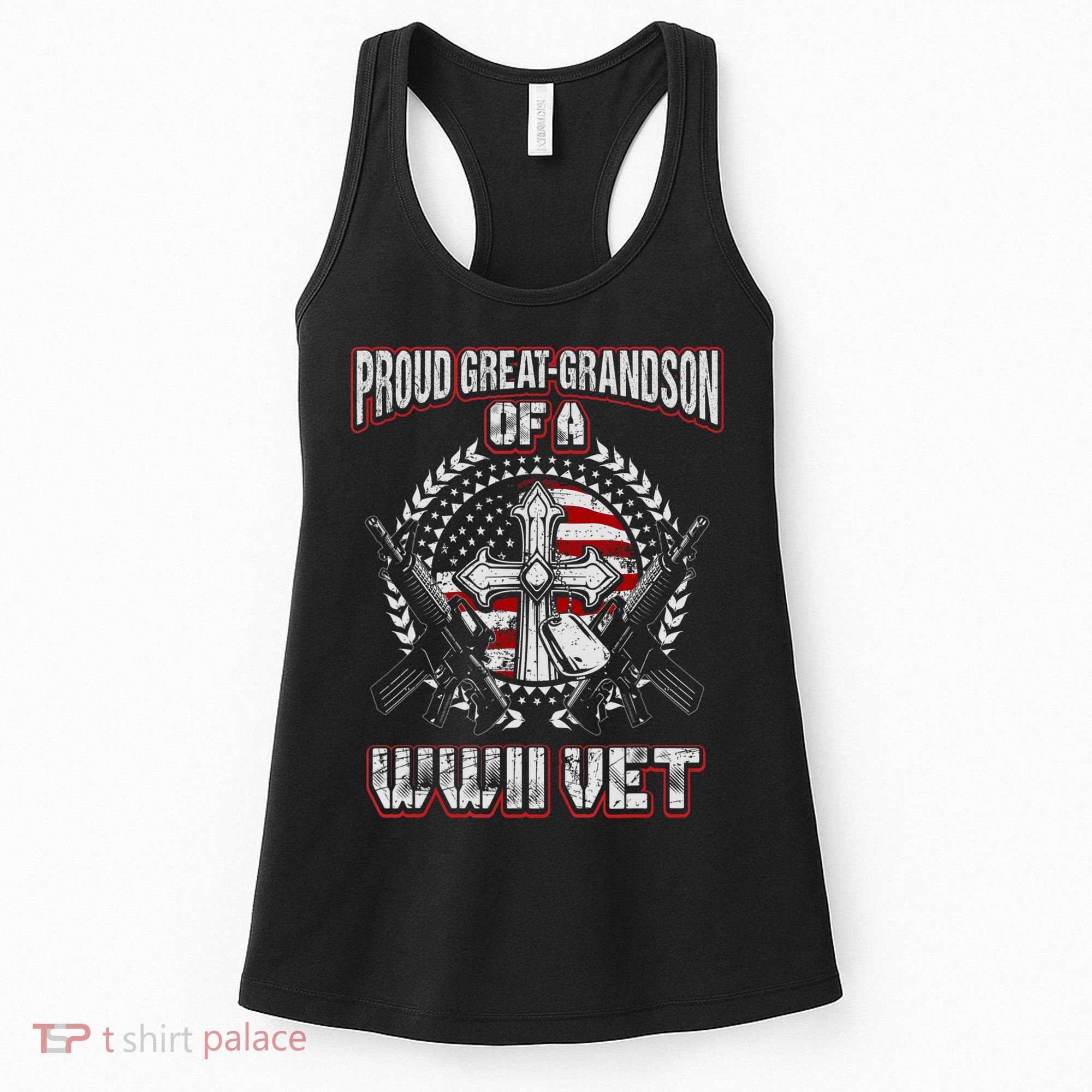 World War Two Veteran Proud Great Grandson Wwii Vet Military Women's Tank Top