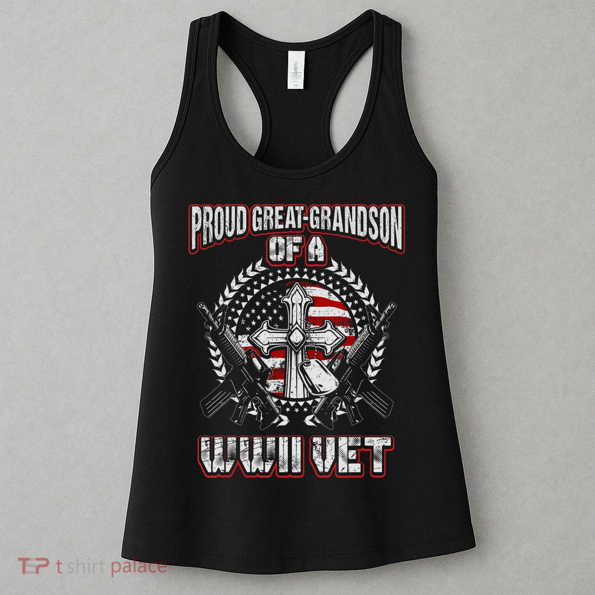 World War Two Veteran Proud Great Grandson Wwii Vet Military Women's Tank Top