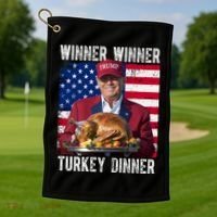 Winner Winner Turkey Dinner Funny Trump Usa Golf Towel thumb 1