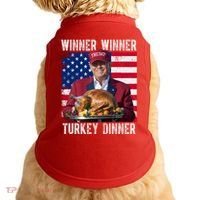 Winner Winner Turkey Dinner Funny Trump Usa Doggie Tank thumb 0