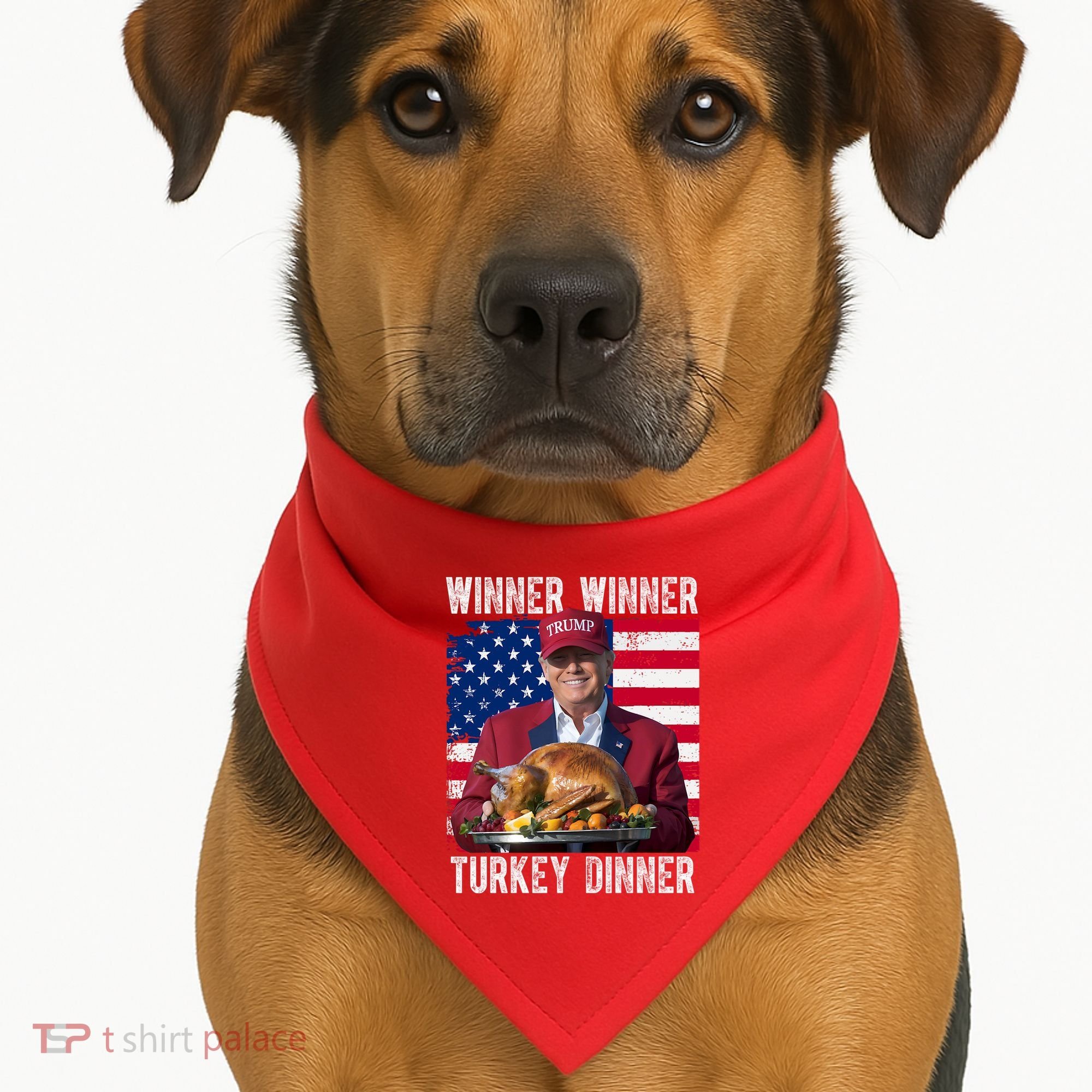 Winner Winner Turkey Dinner Funny Trump Usa USA-Made Doggie Bandana
