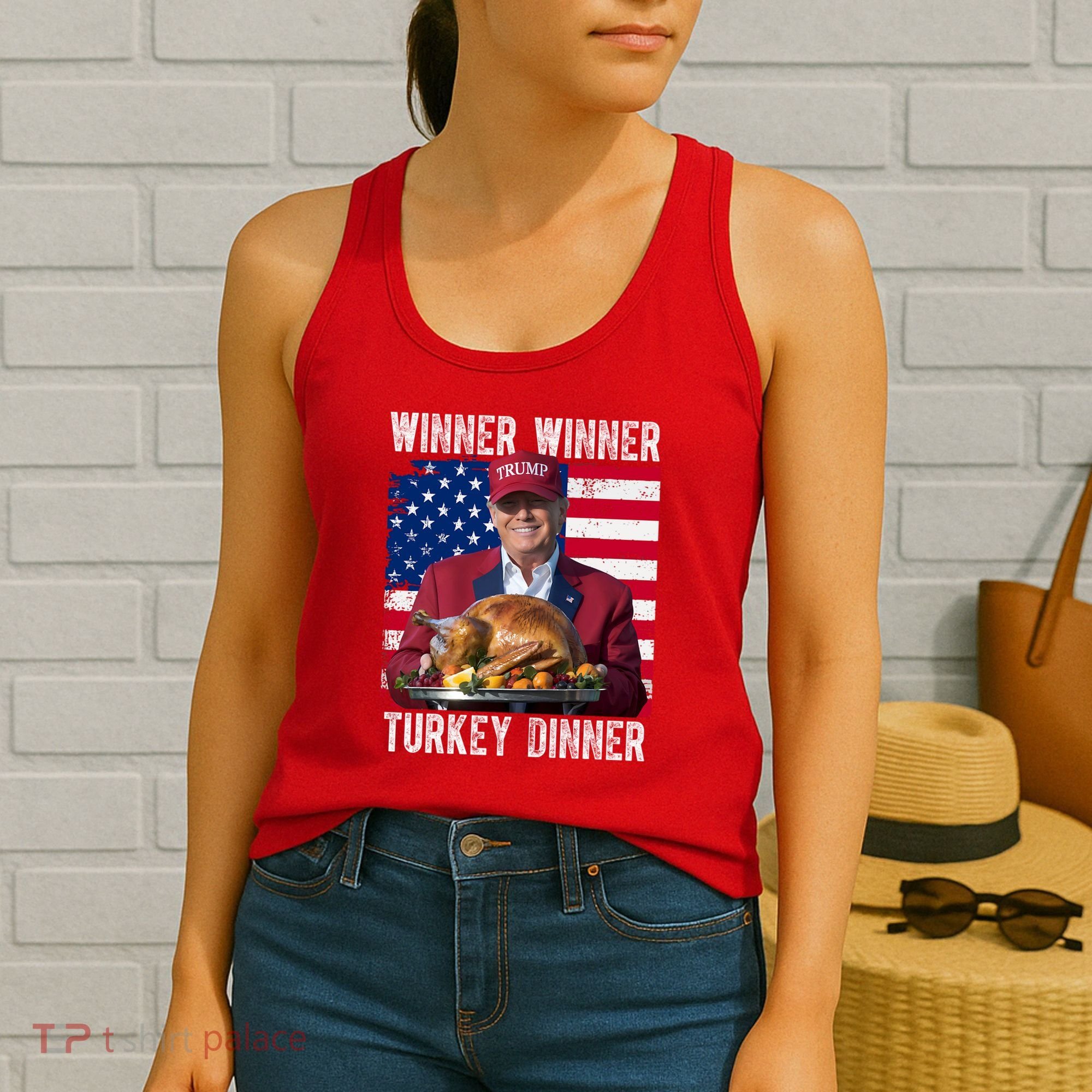Winner Winner Turkey Dinner Funny Trump Usa Women's Tank Top
