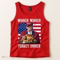 Winner Winner Turkey Dinner Funny Trump Usa Tank Top thumb 2