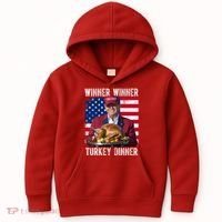 Winner Winner Turkey Dinner Funny Trump Usa Kids Hoodie thumb 0