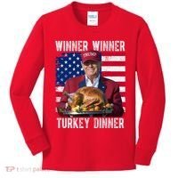 Winner Winner Turkey Dinner Funny Trump Usa Kids Long Sleeve Shirt thumb 0