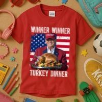Winner Winner Turkey Dinner Funny Trump Usa Kids T-Shirt thumb 3