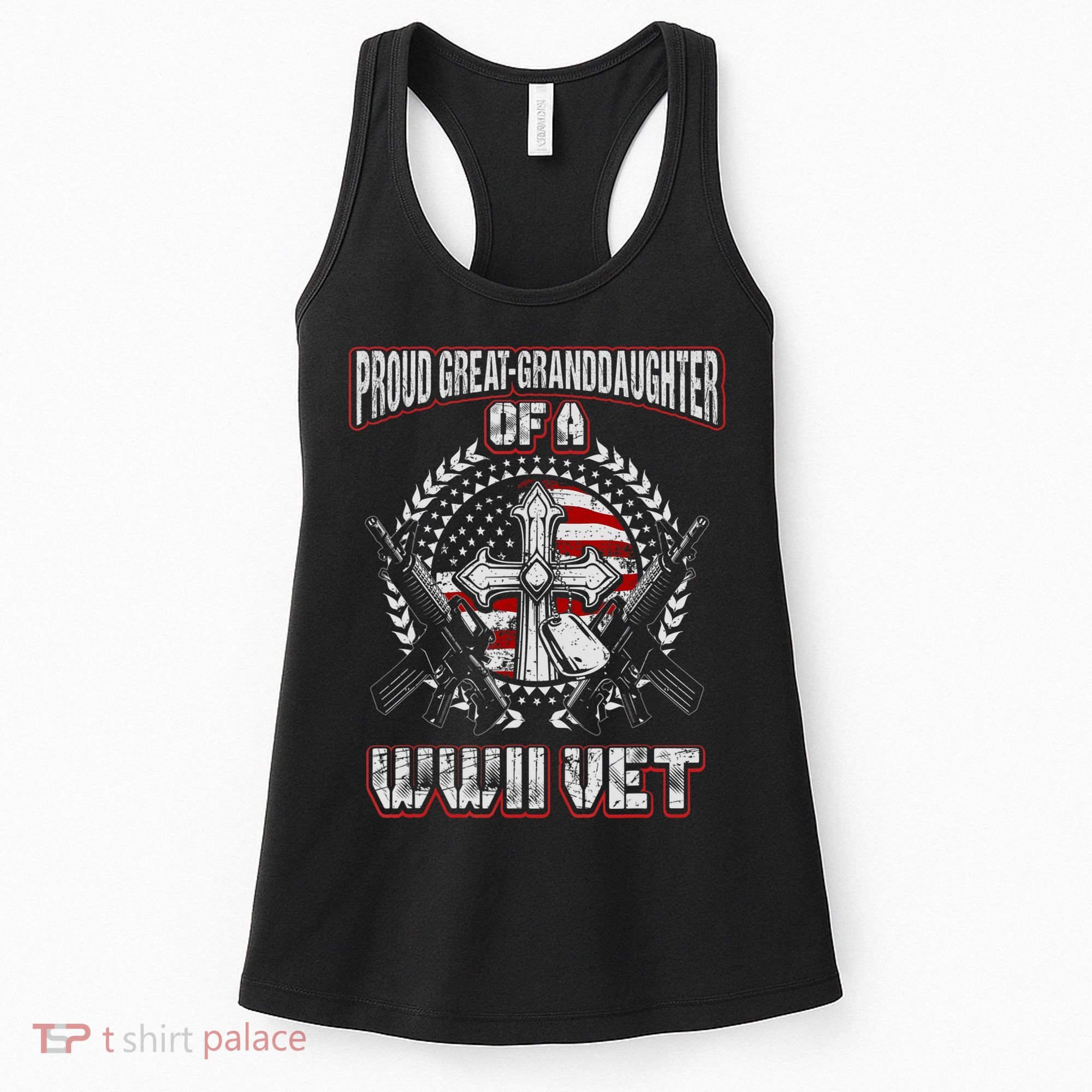 World War Two Veteran Proud Great Granddaughter Wwii Vet Women's Tank Top