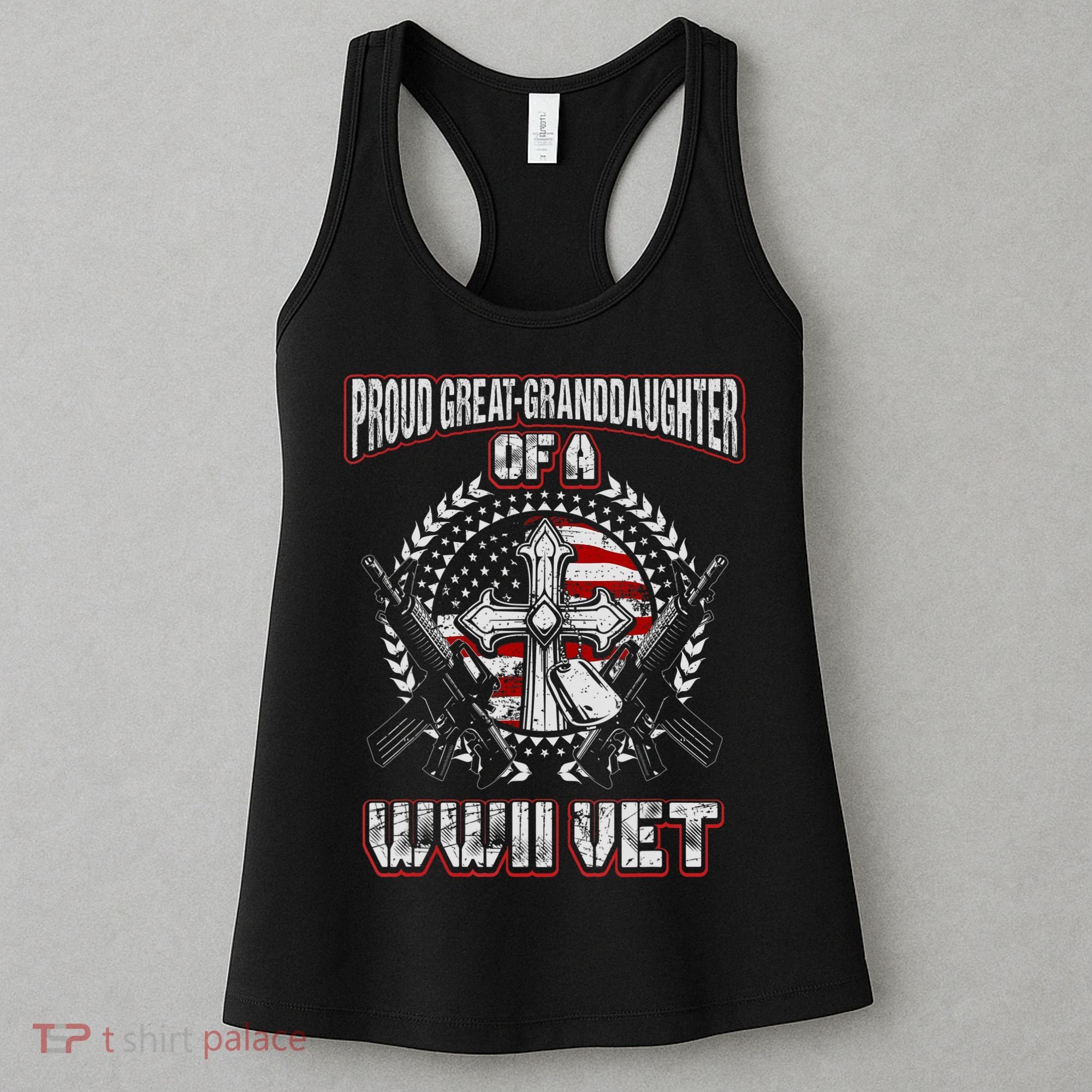 World War Two Veteran Proud Great Granddaughter Wwii Vet Women's Tank Top
