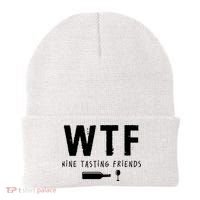 WTF Wine Tasting Friends Funny Wine Lovers Beanie thumb 0