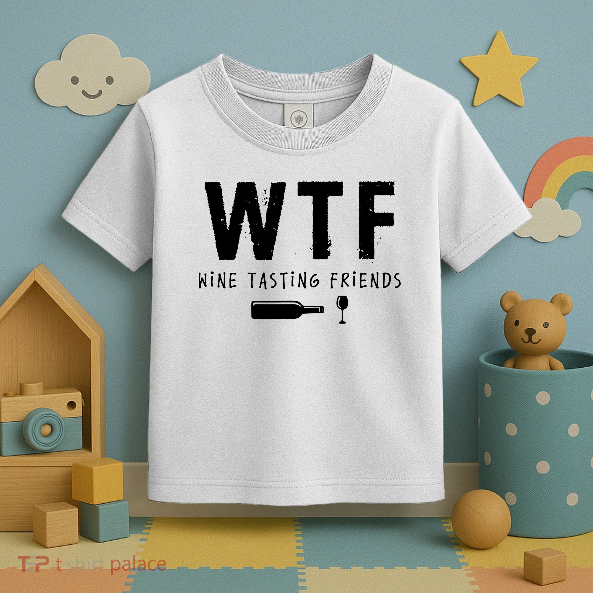 WTF Wine Tasting Friends Funny Wine Lovers Toddler T-Shirt