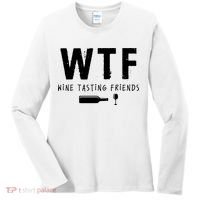 WTF Wine Tasting Friends Funny Wine Lovers Women's Long Sleeve Shirt thumb 0