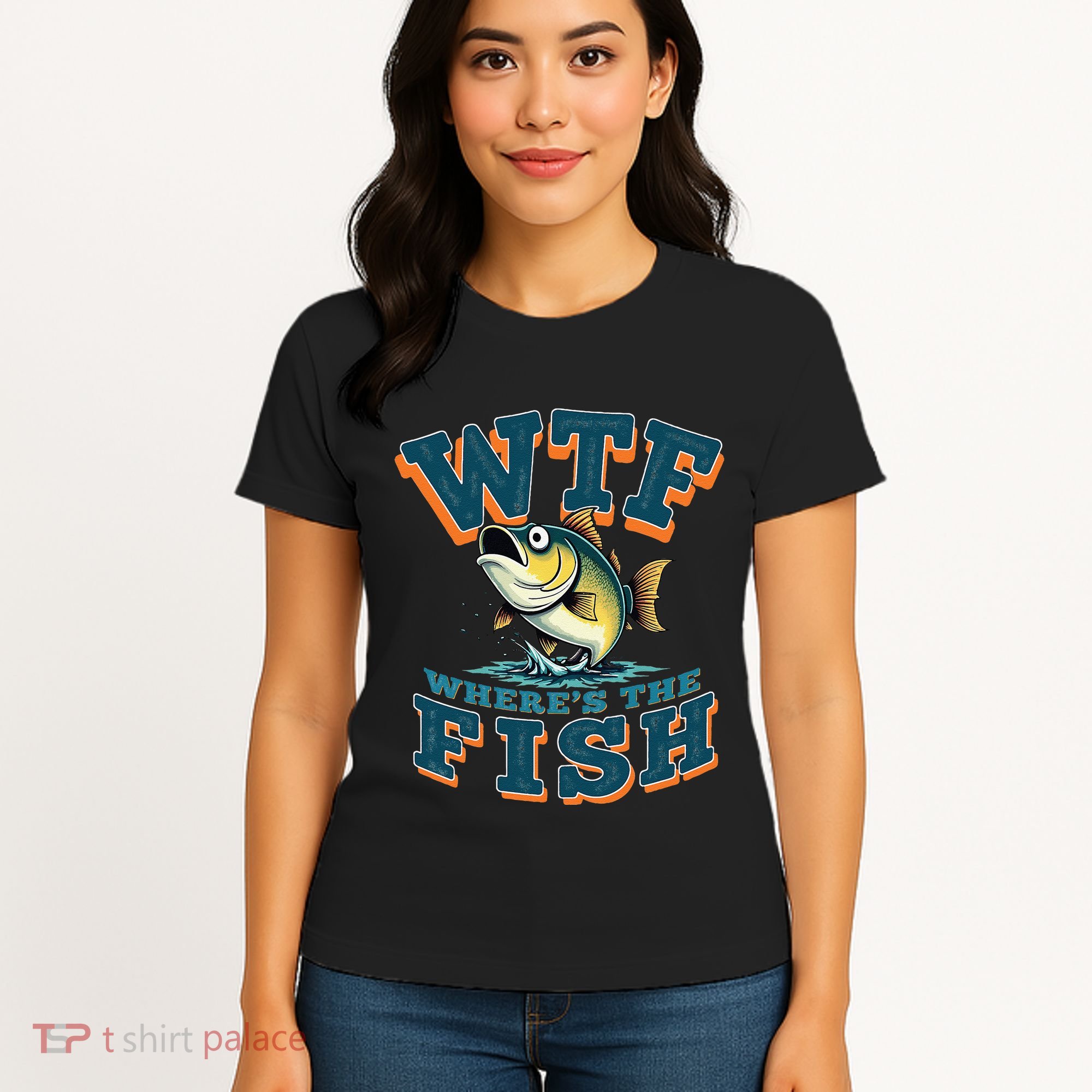 Wtf WhereS The Fish Funny Fishing Gifts Fathers Day Women's T-Shirt