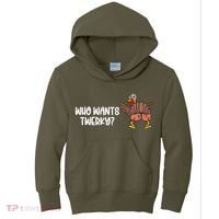 Who Wants Twerky Funny Thanksgiving Kids Hoodie thumb 0