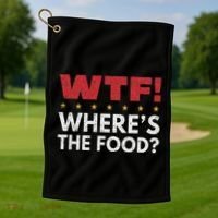Wtf WhereS The Food Golf Towel thumb 1