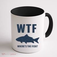 Wtf Wheres The Fish Funny Fishing Humor Meaningful Gift Coffee Mug thumb 1