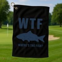 Wtf Wheres The Fish Funny Fishing Humor Meaningful Gift Golf Towel thumb 1