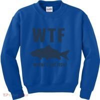 Wtf Wheres The Fish Funny Fishing Humor Meaningful Gift Kids Sweatshirt thumb 0
