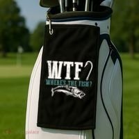 Wtf Wheres The Fish Fisher Gift Golf Towel thumb 2