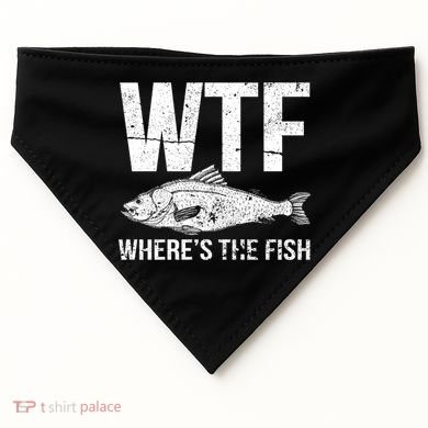 Wtf Wheres The Fish Funny Gift USA-Made Doggie Bandana