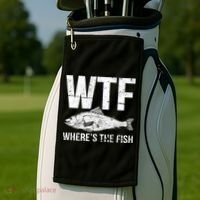 Wtf Wheres The Fish Funny Gift Golf Towel thumb 2