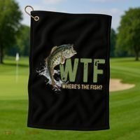 Wtf WhereS The Fish Golf Towel thumb 1