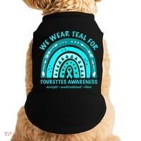 We Wear Teal Tourette Syndrome Awareness Rainbow In June Doggie Tank thumb 0