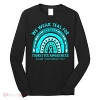We Wear Teal Tourette Syndrome Awareness Rainbow In June Long Sleeve Shirt thumb 0