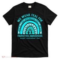 We Wear Teal Tourette Syndrome Awareness Rainbow In June T-Shirt thumb 0