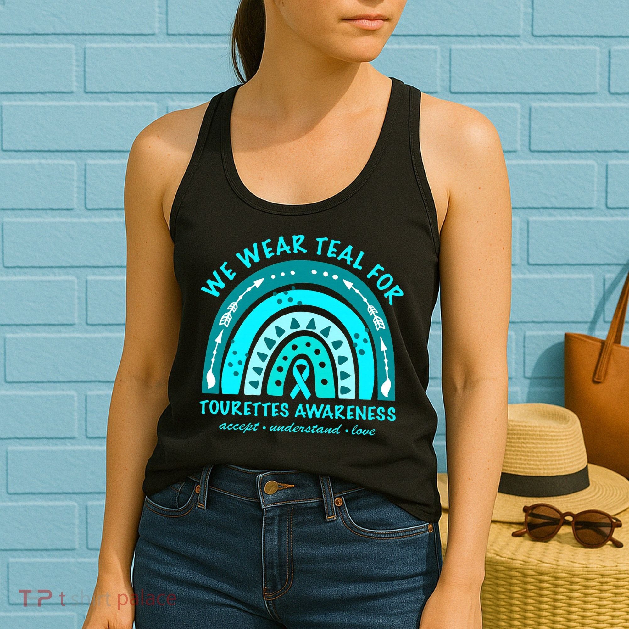 We Wear Teal Tourette Syndrome Awareness Rainbow In June Women's Tank Top