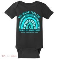 We Wear Teal Tourette Syndrome Awareness Rainbow In June Baby Bodysuit thumb 0