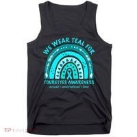We Wear Teal Tourette Syndrome Awareness Rainbow In June Tank Top thumb 0