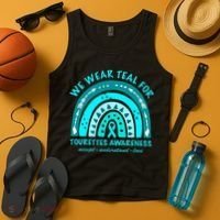We Wear Teal Tourette Syndrome Awareness Rainbow In June Tank Top thumb 4