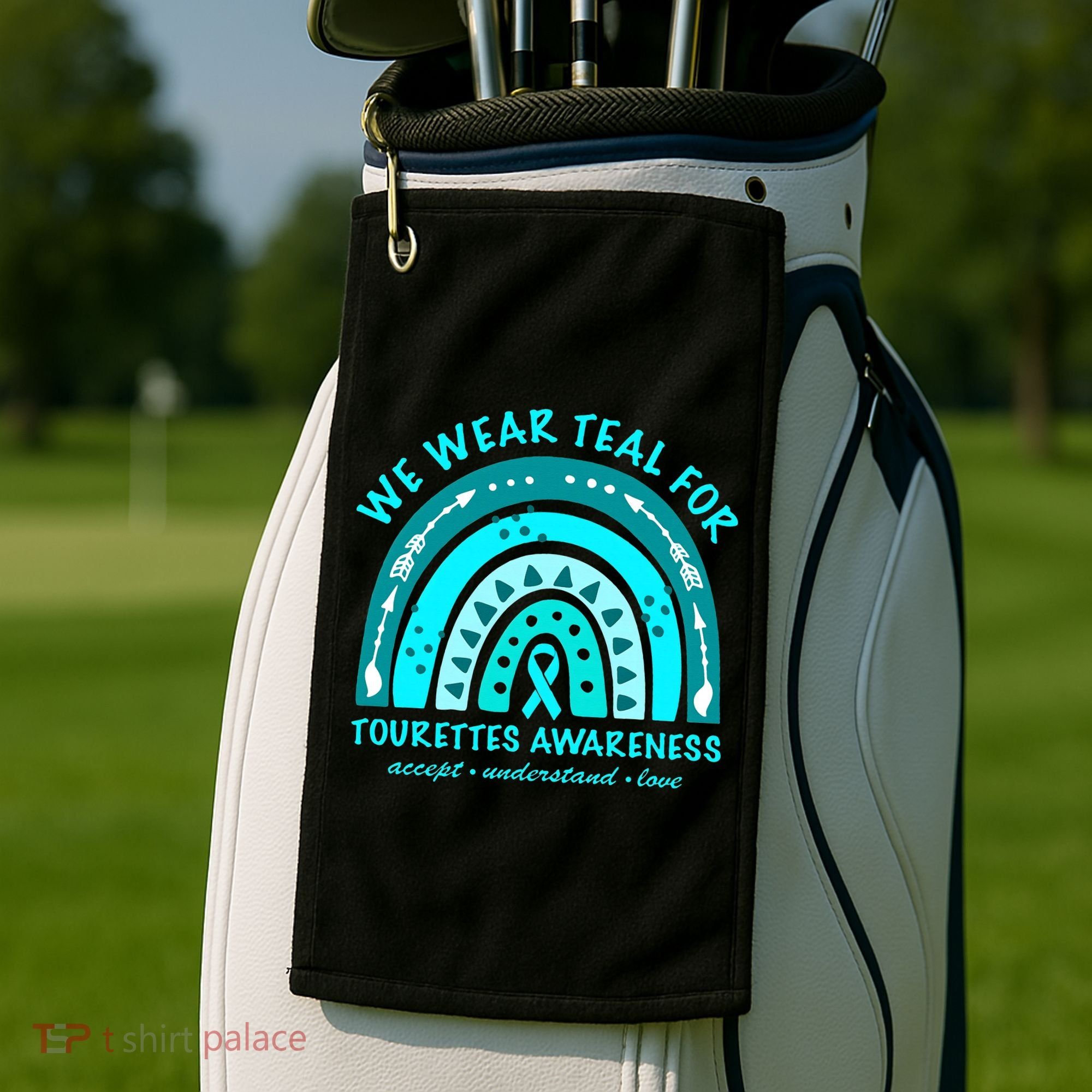 We Wear Teal Tourette Syndrome Awareness Rainbow In June Golf Towel