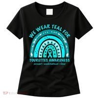 We Wear Teal Tourette Syndrome Awareness Rainbow In June Women's T-Shirt thumb 0
