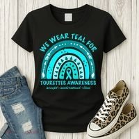 We Wear Teal Tourette Syndrome Awareness Rainbow In June Women's T-Shirt thumb 3