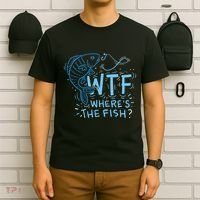 WTF Wheres The Fish Anglers Fisherman Hook Lake T-Shirt thumb 6