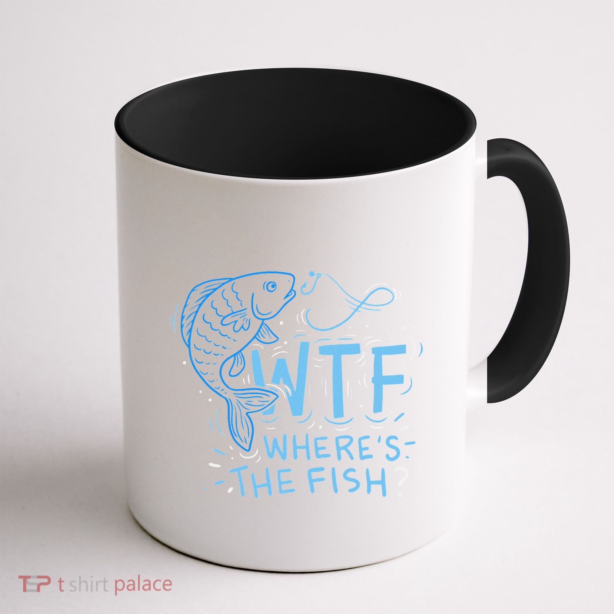 WTF Wheres The Fish Anglers Fisherman Hook Lake Coffee Mug