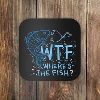 WTF Wheres The Fish Anglers Fisherman Hook Lake Coaster thumb 0