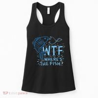 WTF Wheres The Fish Anglers Fisherman Hook Lake Women's Tank Top thumb 0
