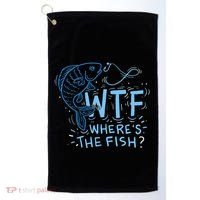 WTF Wheres The Fish Anglers Fisherman Hook Lake Golf Towel thumb 0